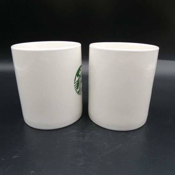 Starbucks Classic White Mug Coffee Cup Green Mermaid Logo 12 oz Pair 2016 - Picture 5 of 10